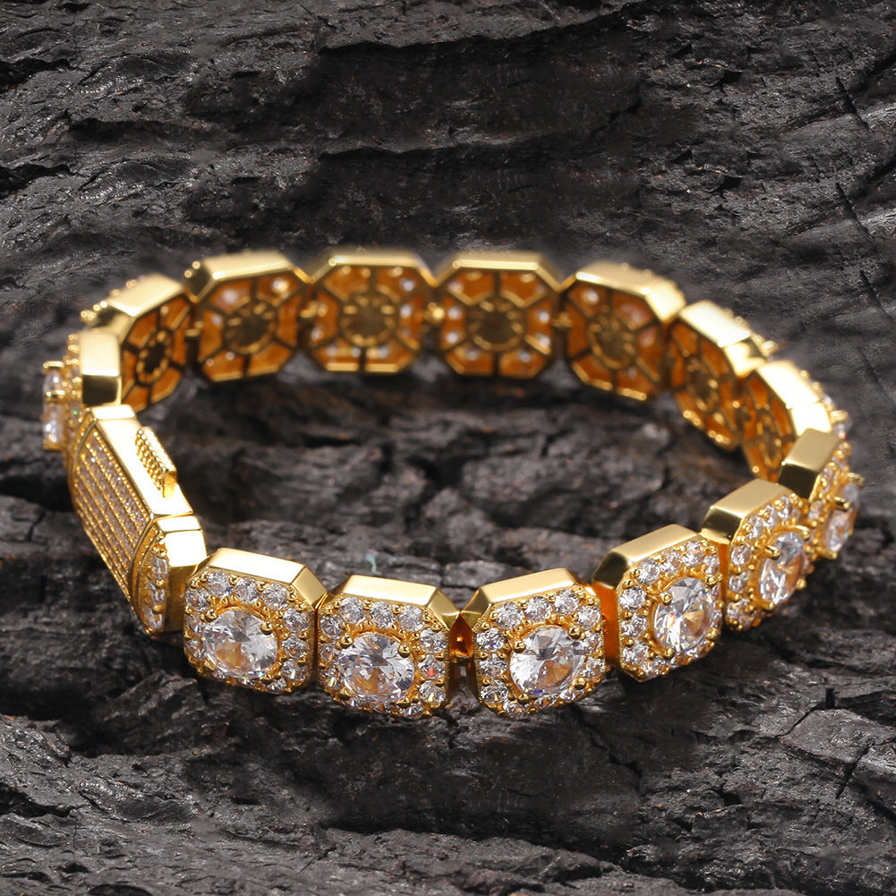 Hip-hop micro-inlaid zircon 12.5mm rock candy bracelet by nowadaysfashion