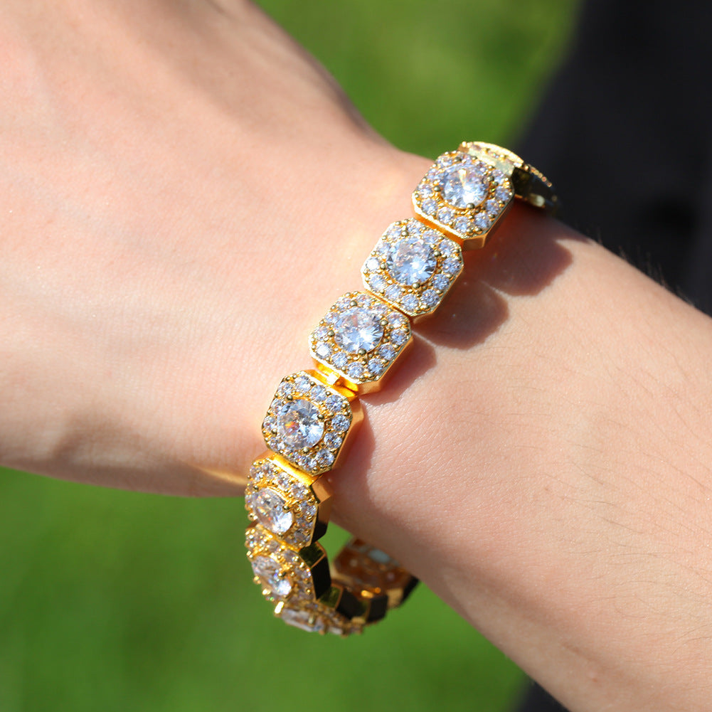 Hip-hop micro-inlaid zircon 12.5mm rock candy bracelet by nowadaysfashion