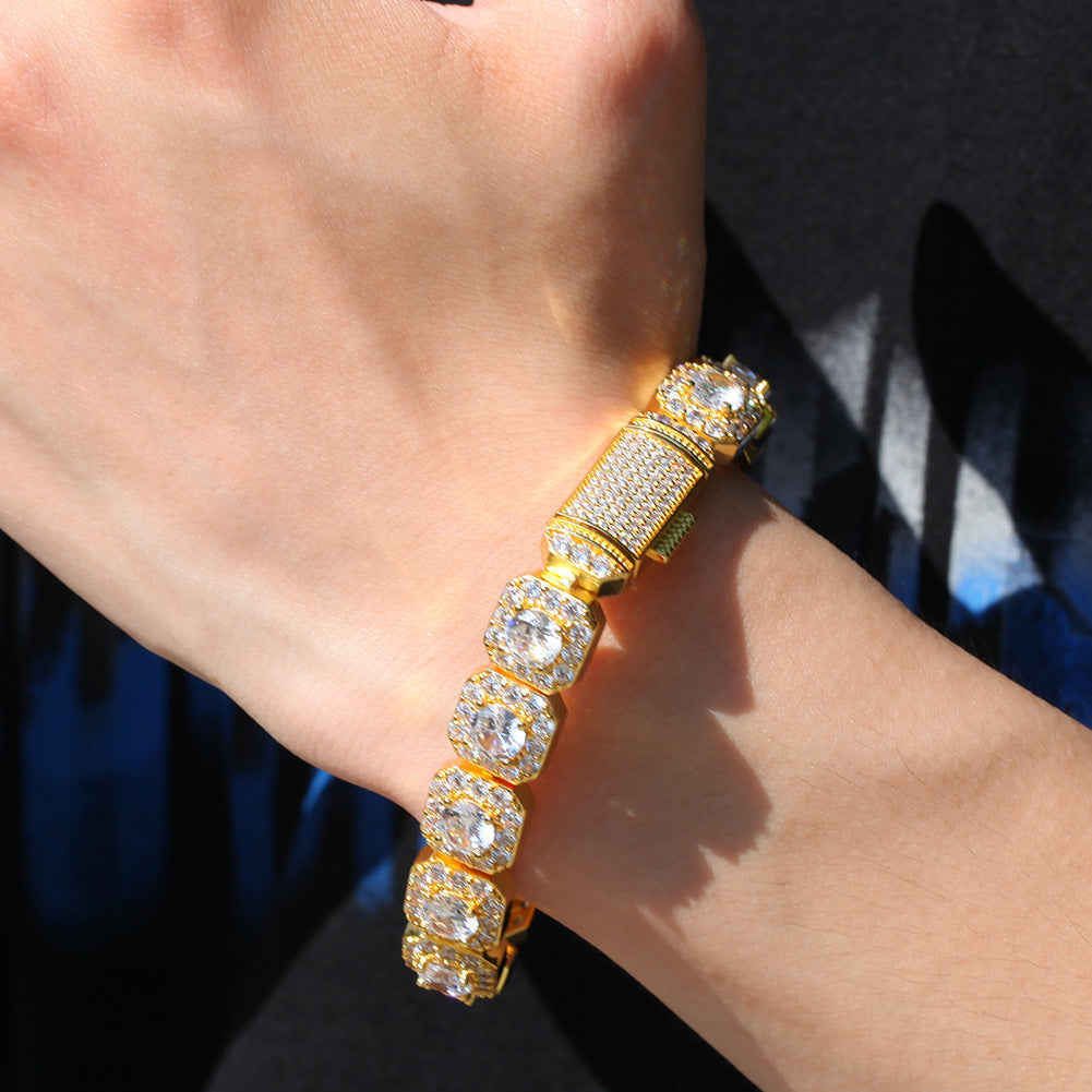 Hip-hop micro-inlaid zircon 12.5mm rock candy bracelet by nowadaysfashion