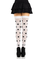 Polka Dot Opaque Thigh High Stockings Classic Look