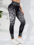 Watercolor Print High-Waist Tummy Control Butt-Lifting Yoga Leggings by FitiqueFit