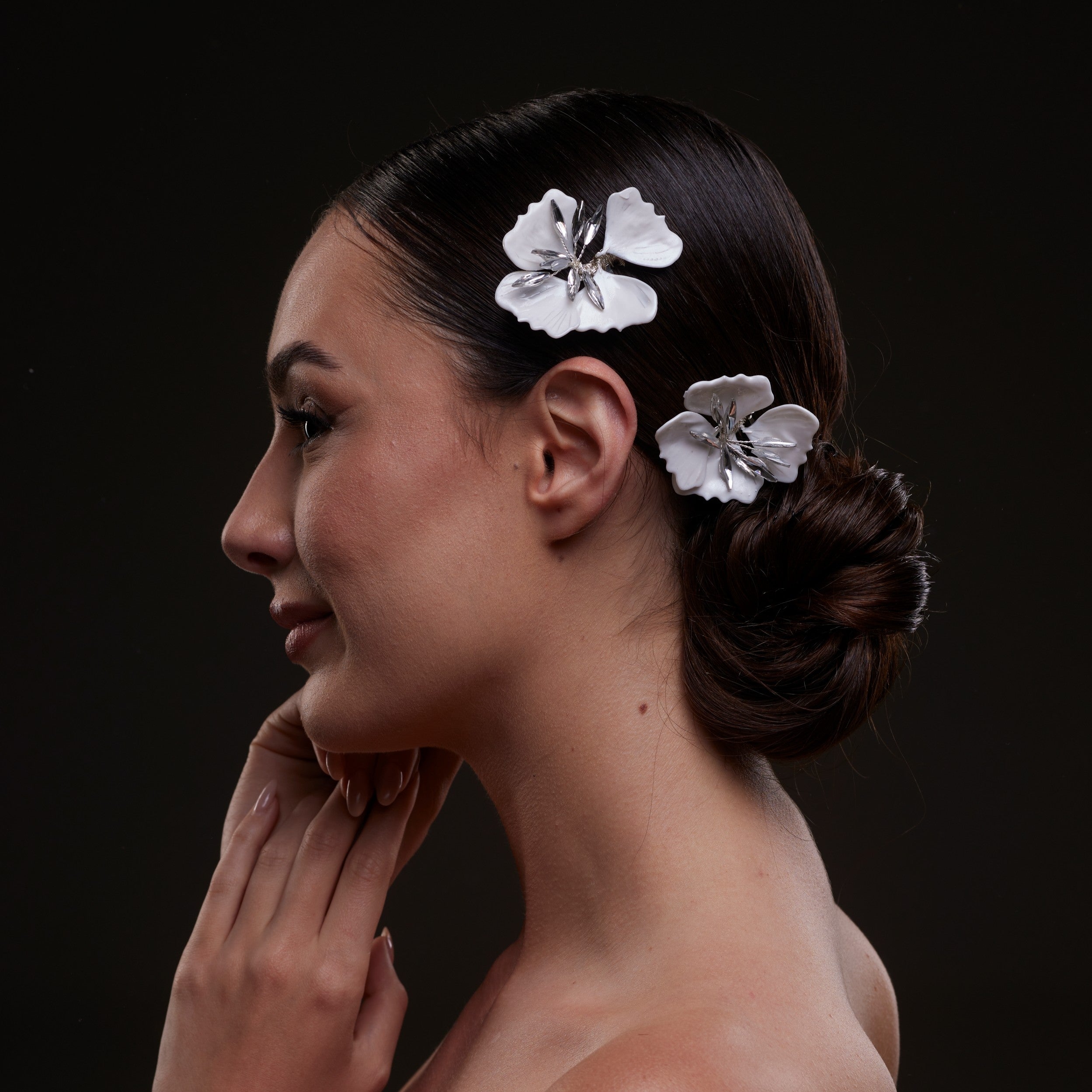 2-Piece White Flower Hair Comb Set by Bridal Port