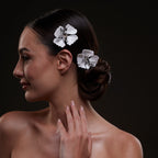 2-Piece White Flower Hair Comb Set by Bridal Port