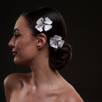 2-Piece White Flower Hair Comb Set by Bridal Port