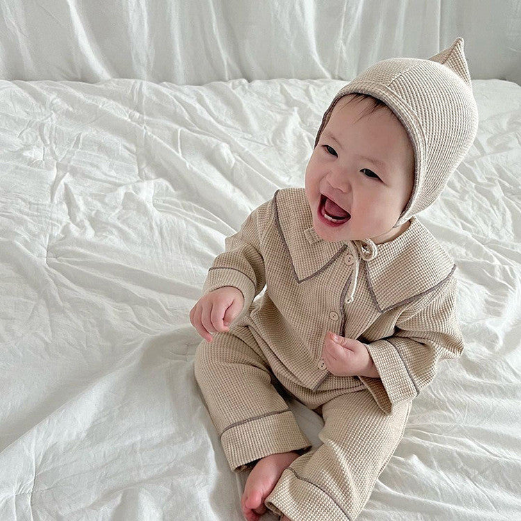 Baby Autumn Waffle-Knit Cardigan Set by Baby Joy