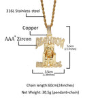 DEATHROW necklace inlaid with zircon and featuring hip-hop lettering by nowadaysfashion