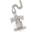 DEATHROW necklace inlaid with zircon and featuring hip-hop lettering by nowadaysfashion