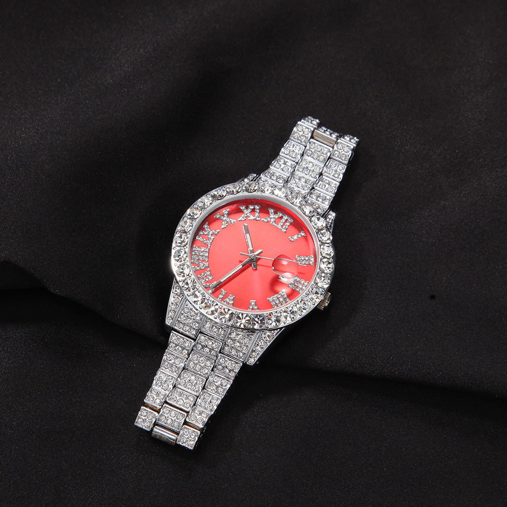 Hip-hop watch with Roman numerals and diamonds, large dial by nowadaysfashion