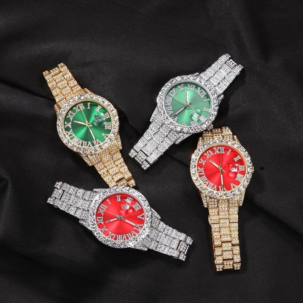 Hip-hop watch with Roman numerals and diamonds, large dial by nowadaysfashion