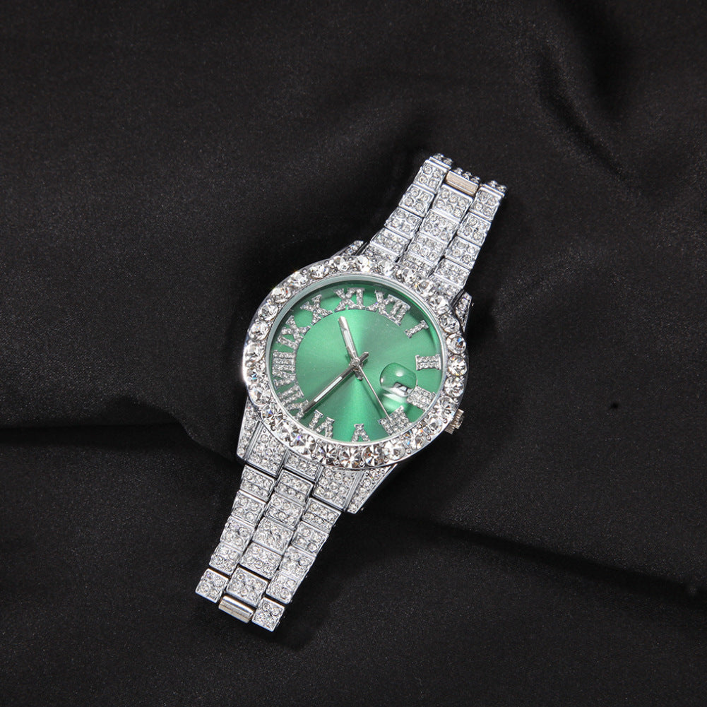 Hip-hop watch with Roman numerals and diamonds, large dial by nowadaysfashion
