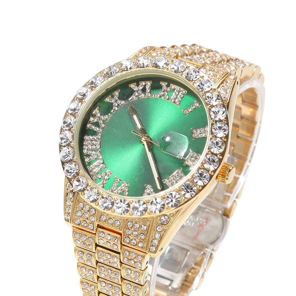 Hip-hop watch with Roman numerals and diamonds, large dial by nowadaysfashion