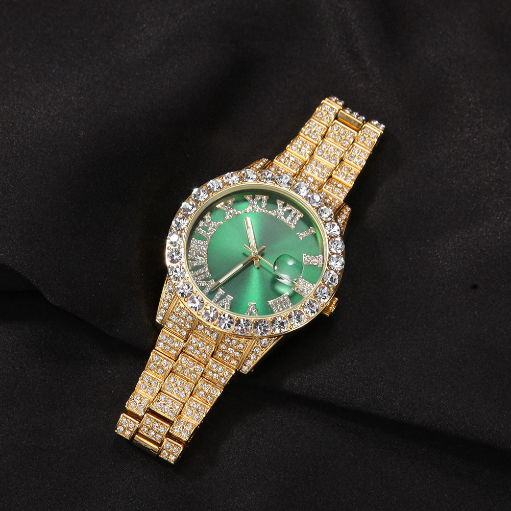 Hip-hop watch with Roman numerals and diamonds, large dial by nowadaysfashion