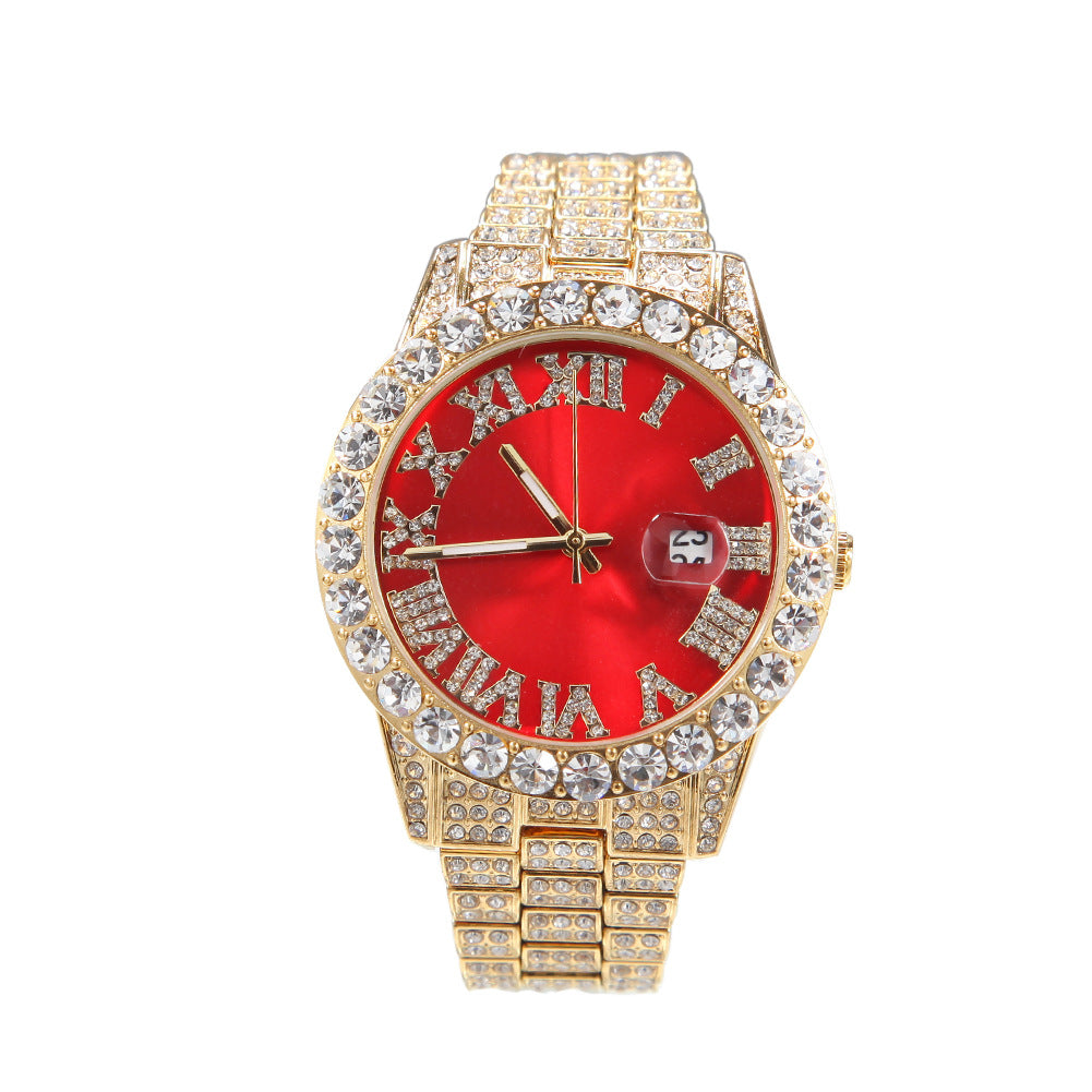 Hip-hop watch with Roman numerals and diamonds, large dial by nowadaysfashion