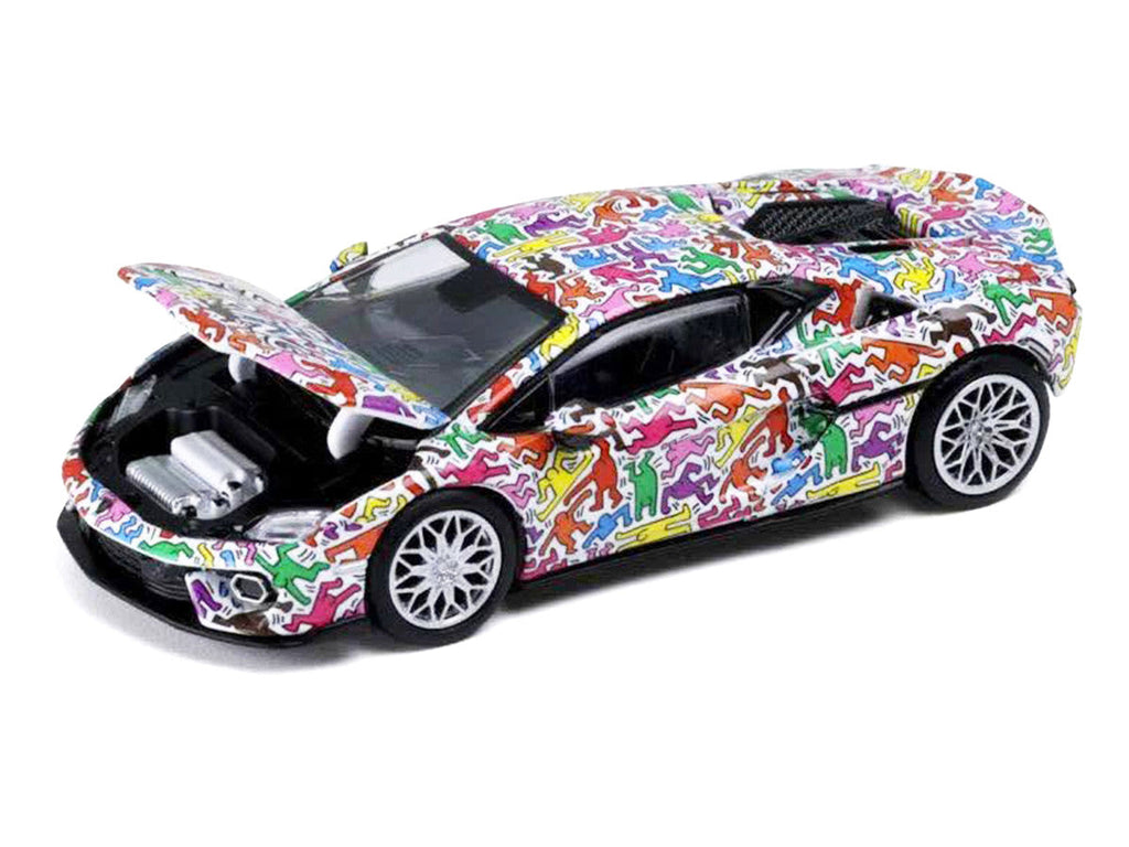Lamborghini Temerario "Keith Haring Livery" White with Graphics 1/64 Diecast Model car by Trends Hobby