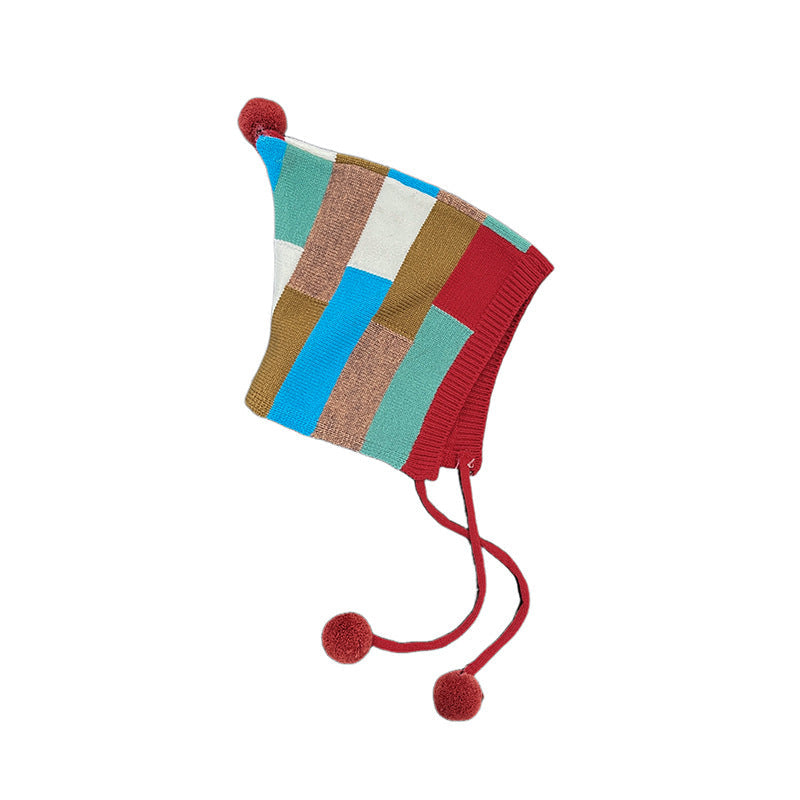 Knitted Contrasting-Color Red Sweater Pants And Hat New Year Three-Piece Set by Baby Joy