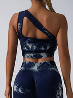 Seamless One-Shoulder Bra & Scrunch Leggings Set - High Waisted Yoga Pants by FitiqueFit