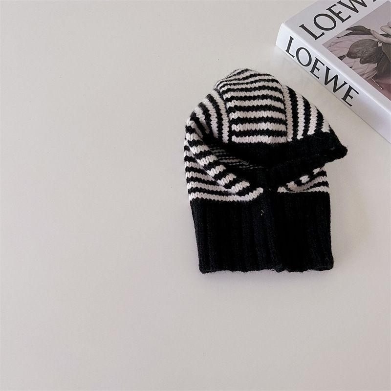 Childrens Contrast-Color Striped Knitted Hat by Baby Joy