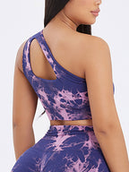 Seamless One-Shoulder Bra & Scrunch Leggings Set - High Waisted Yoga Pants by FitiqueFit