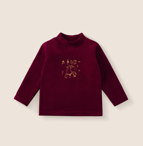 Sweatshirt Set Winter Fleece-Lined Thickened One-Piece Fleece Baby Korean-Style Fake Two-Piece Pants Set by Baby Joy