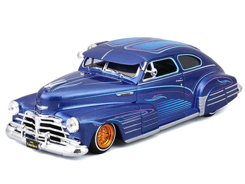1948 Chevrolet Fleetline Lowrider Blue Metallic with Graphics "Maisto Design" Series 1/25 Diecast Model Car by Maisto by LuxuryLifeWay Online Store