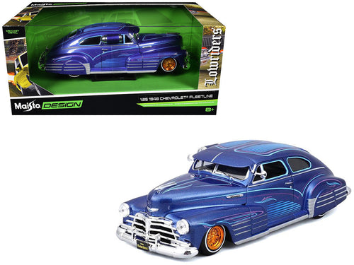 1948 Chevrolet Fleetline Lowrider Blue Metallic with Graphics "Maisto Design" Series 1/25 Diecast Model Car by Maisto by LuxuryLifeWay Online Store