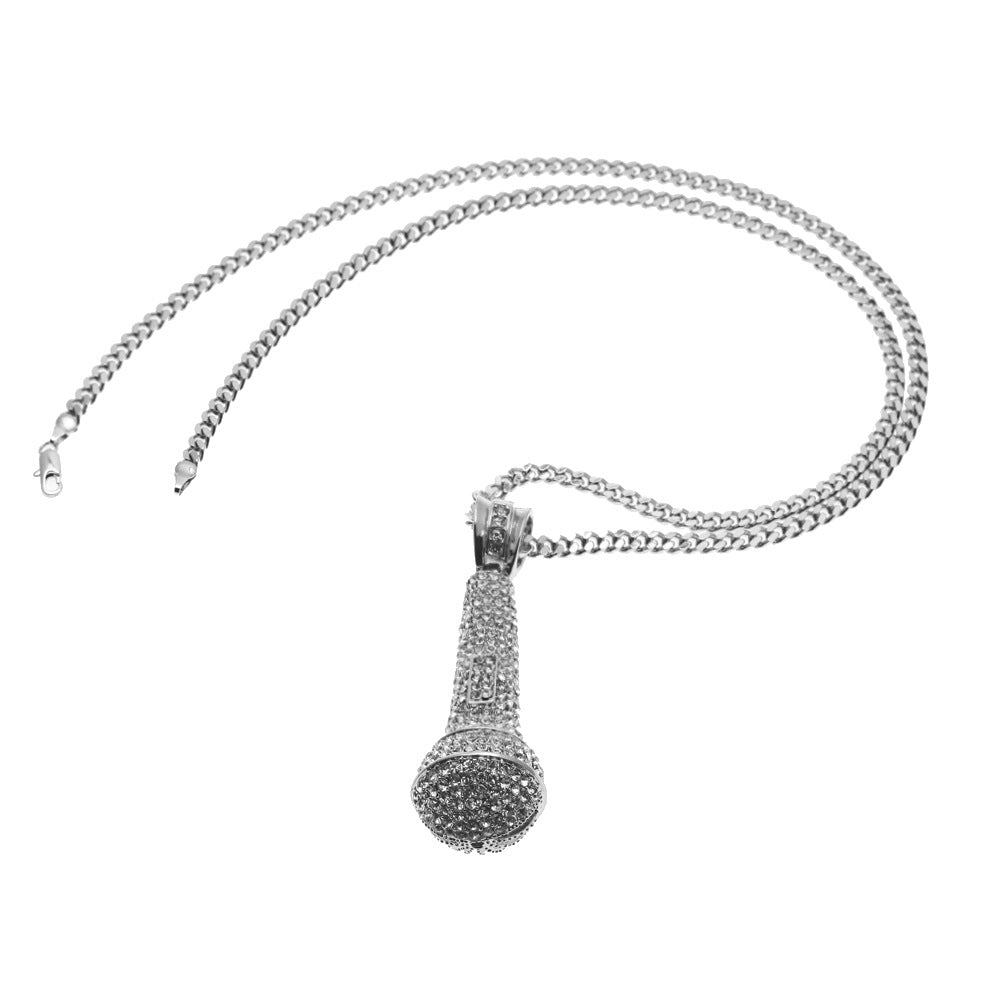 Hip-hop diamond-encrusted microphone necklaces. by nowadaysfashion