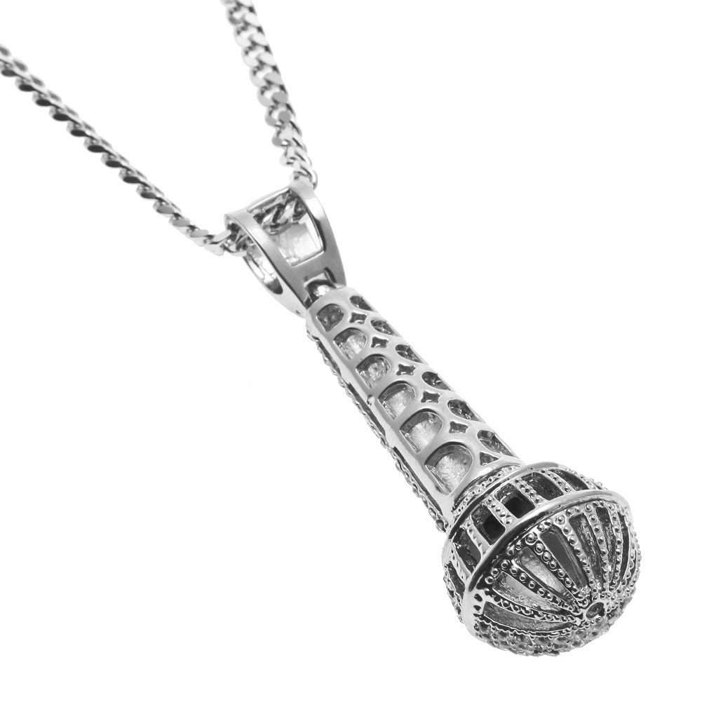 Hip-hop diamond-encrusted microphone necklaces. by nowadaysfashion