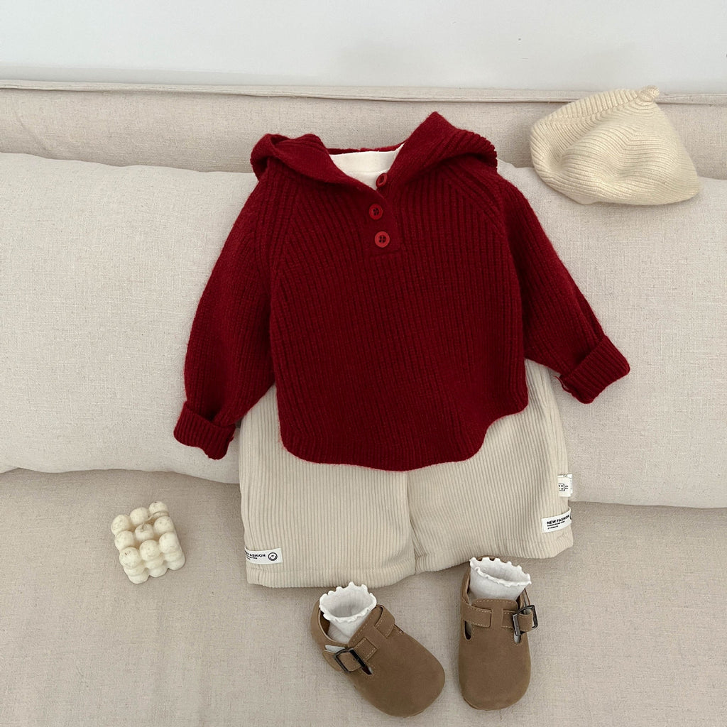 Thickened Hooded Knitted Pullover For Spring And Autumn by Baby Joy