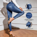 Denim-Look High-Waist Butt-Lifting Yoga Pants – Slimming Elastic Fitness Leggings