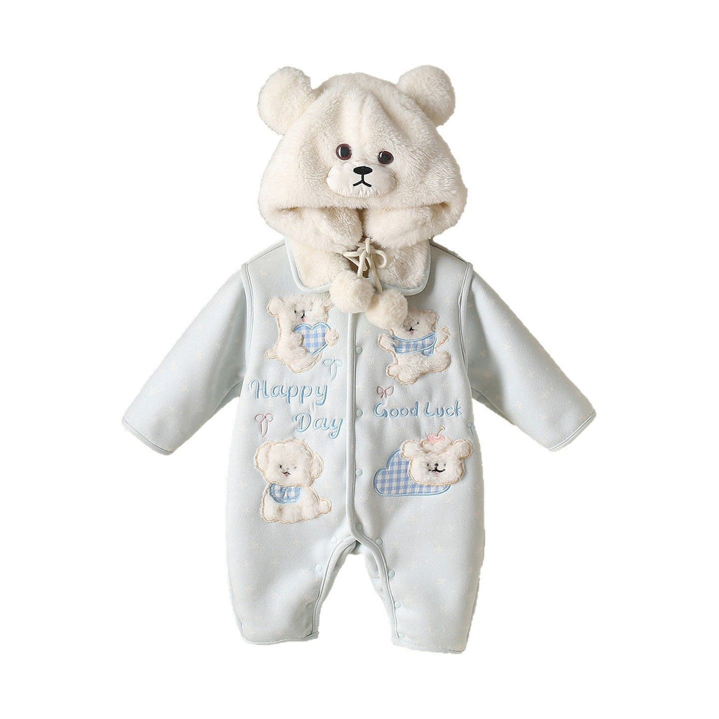 Fleece-lined Extra-thick One-piece Fleece Warm Outdoor Windproof Coathoodie by Baby Joy