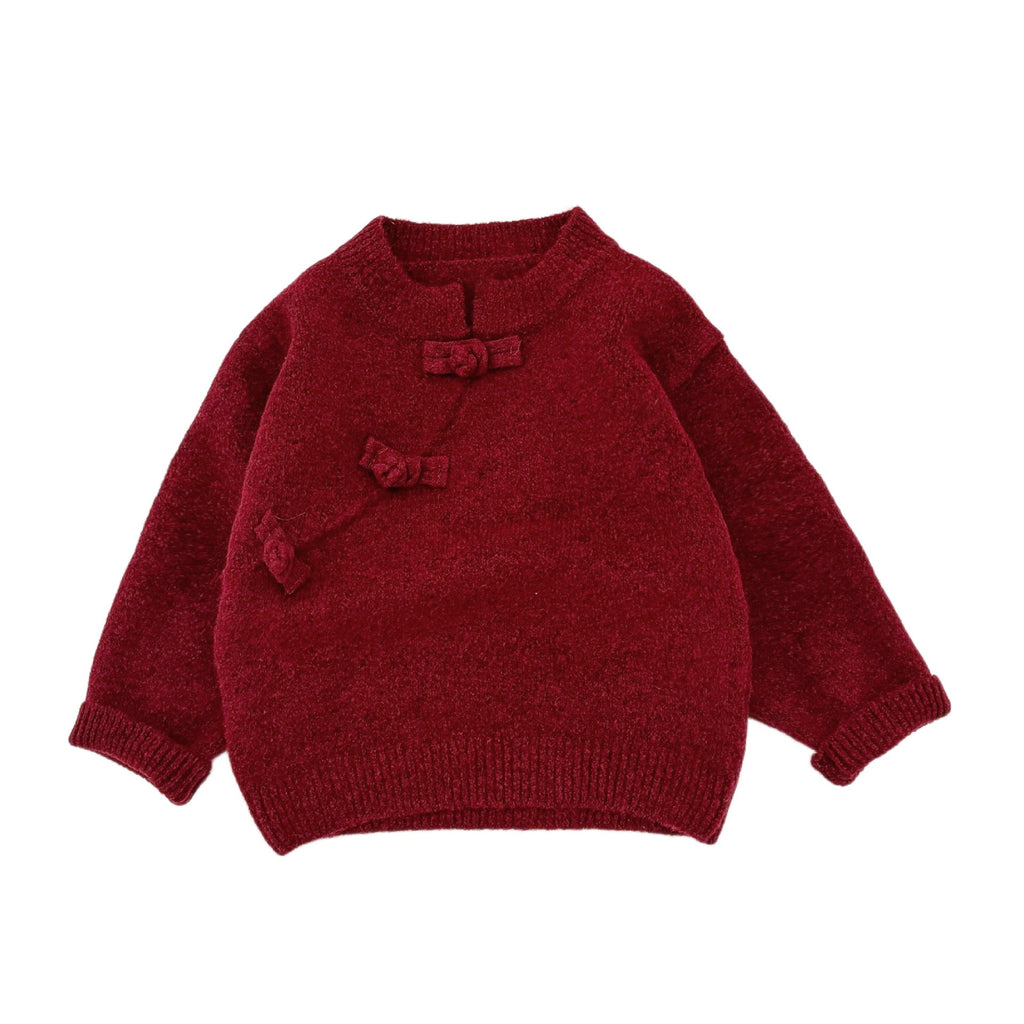 Thickened Chinese-style Buttoned Collar Knitted Sweater by Baby Joy
