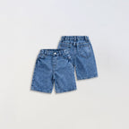 Washed Denim Mid-length Pants Girls Denim Shorts by Baby Joy