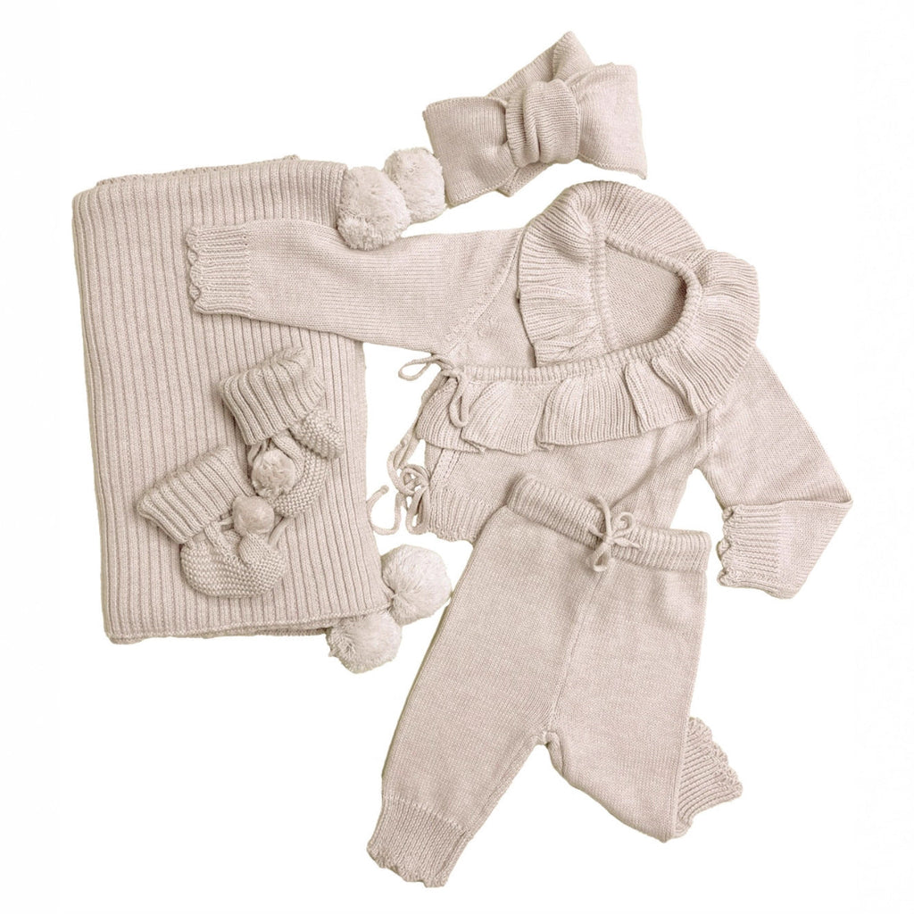 Baby Ruffle-Trim Sweater Cardigan Outfit Pants Headband 3-Piece Set by Baby Joy