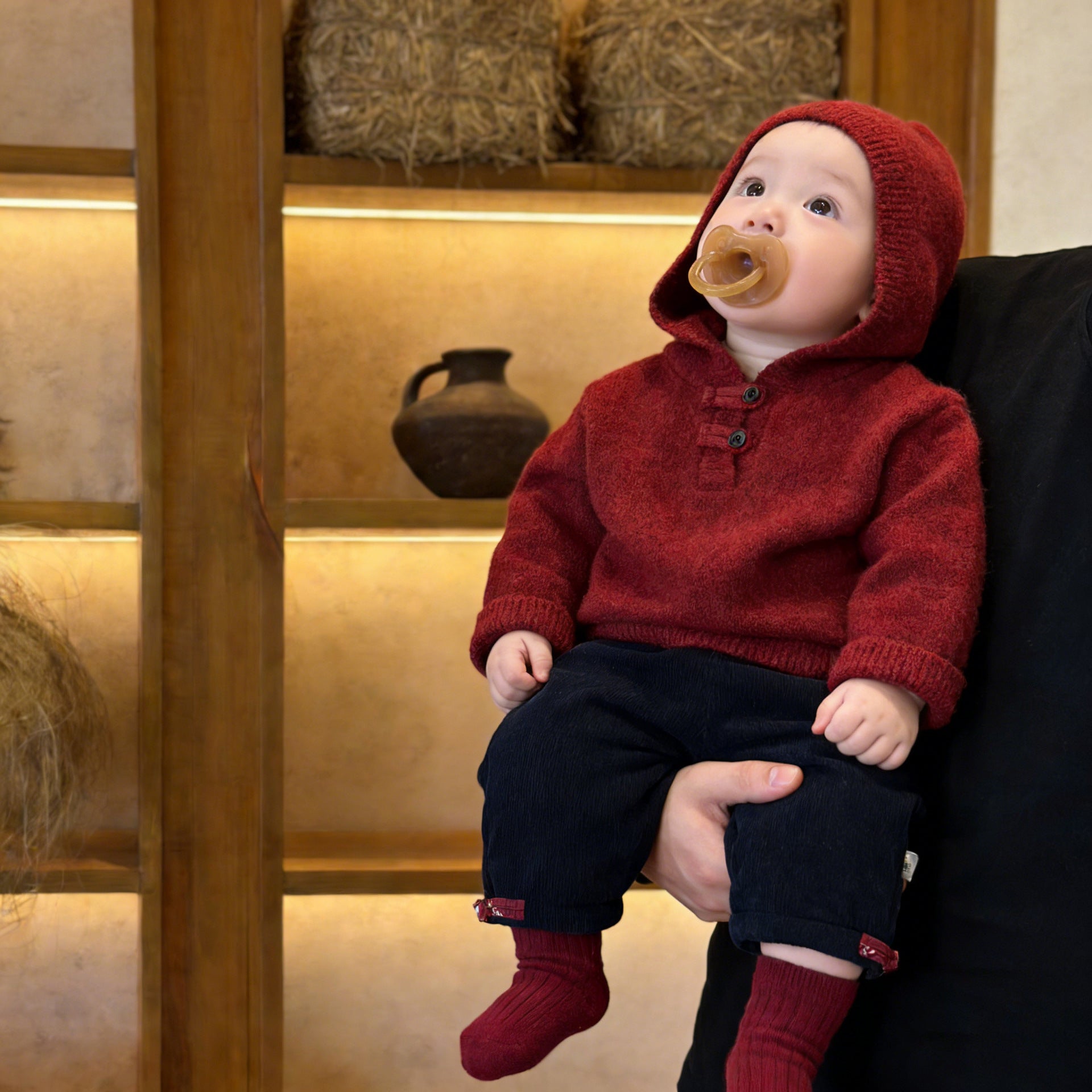 Thickened Chinese-style Buttoned Collar Knitted Sweater by Baby Joy
