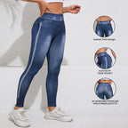 Retro Denim-Look Butt-Lifting Yoga Leggings – High-Elastic Fitness Pants