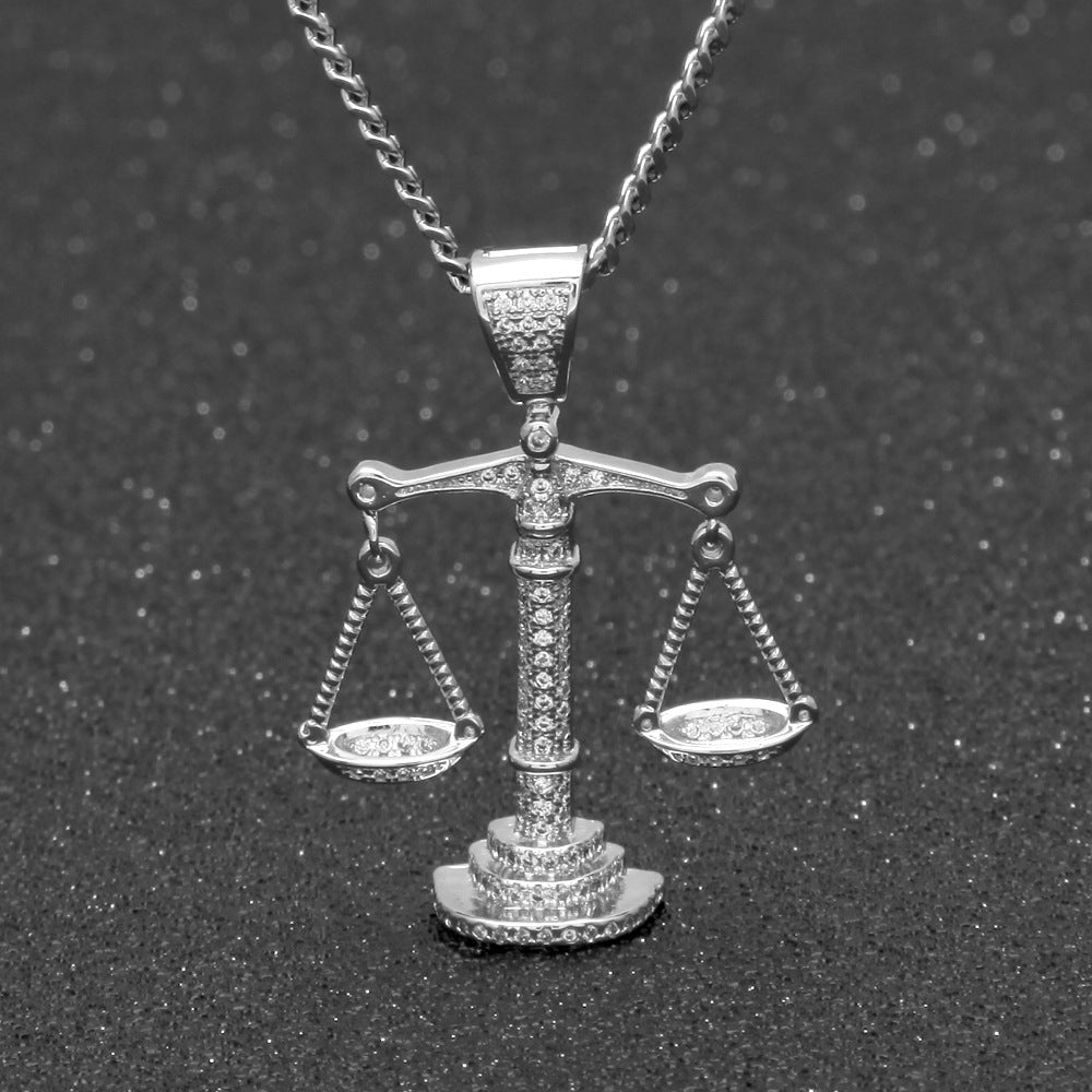 Justice Scale Iced Out CZ Hip Hop Necklace by nowadaysfashion