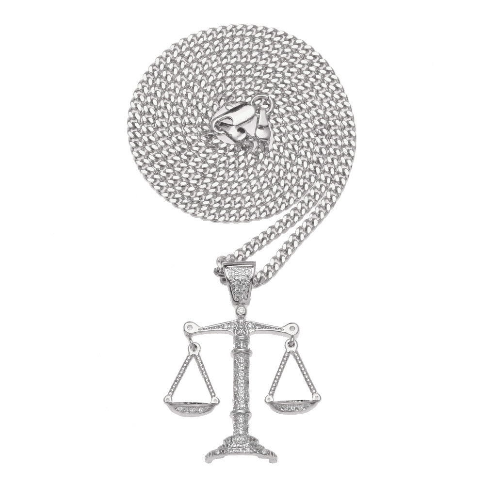 Justice Scale Iced Out CZ Hip Hop Necklace by nowadaysfashion