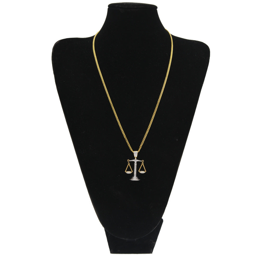 Justice Scale Iced Out CZ Hip Hop Necklace by nowadaysfashion