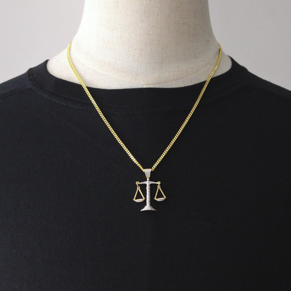 Justice Scale Iced Out CZ Hip Hop Necklace by nowadaysfashion