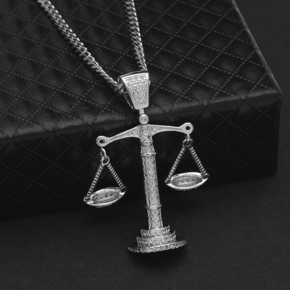 Justice Scale Iced Out CZ Hip Hop Necklace by nowadaysfashion