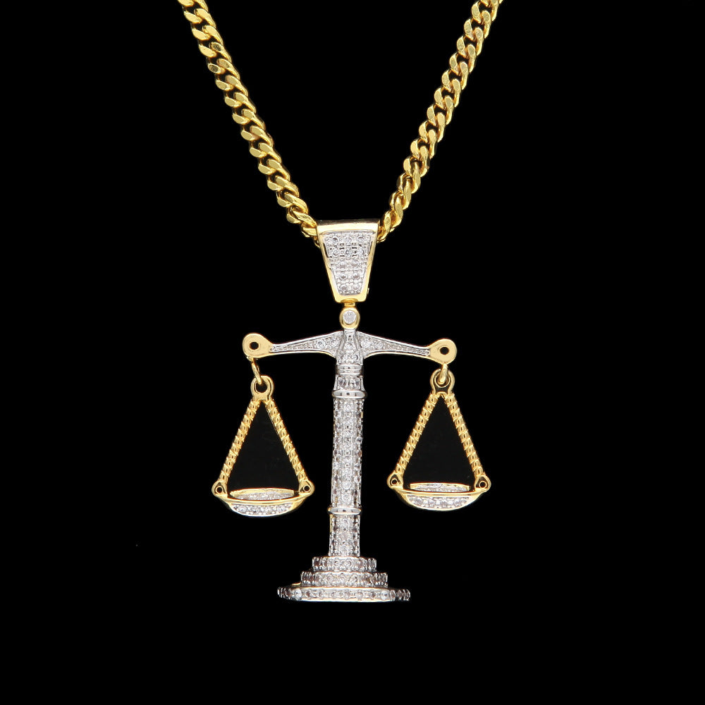 Justice Scale Iced Out CZ Hip Hop Necklace by nowadaysfashion