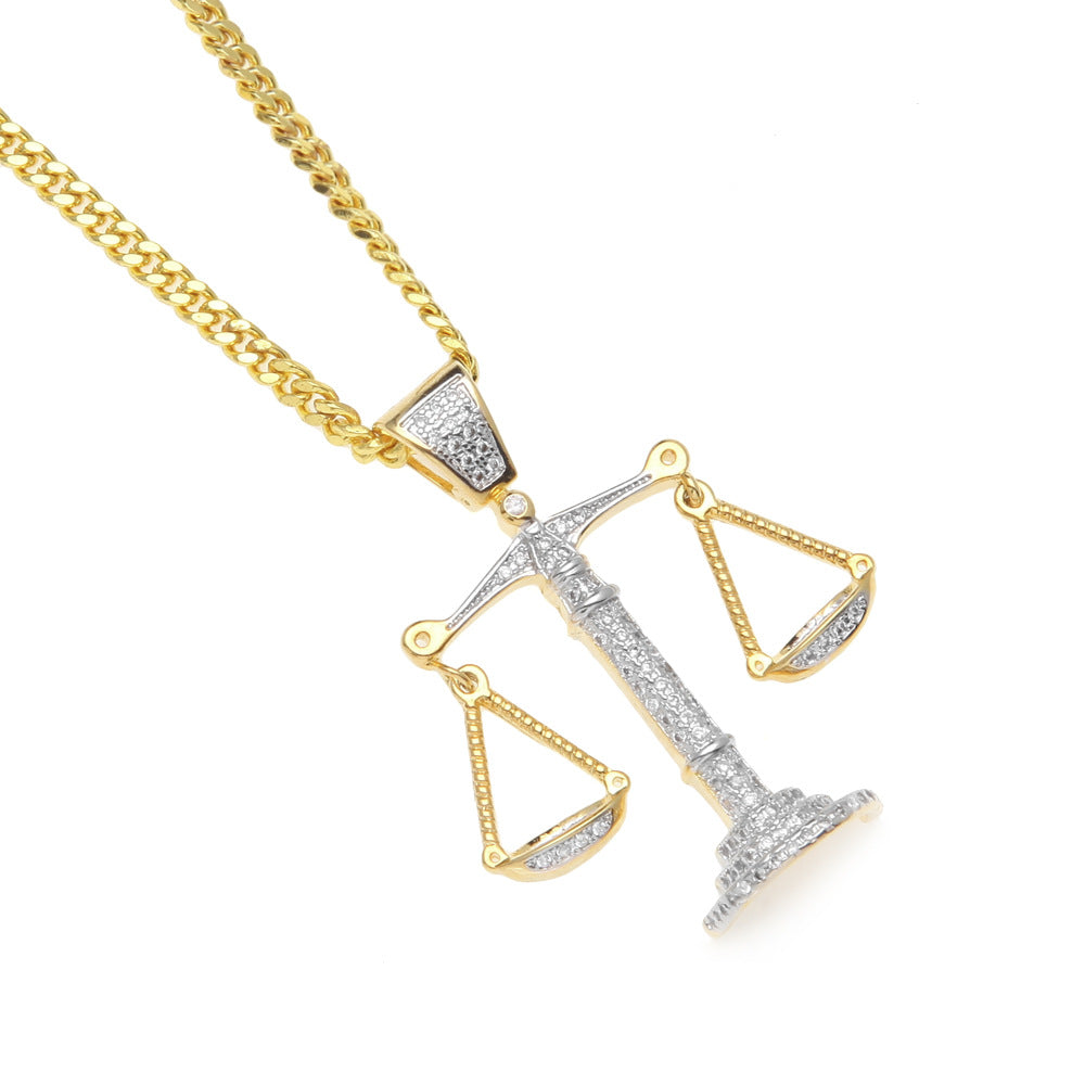 Justice Scale Iced Out CZ Hip Hop Necklace by nowadaysfashion