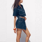 Women's Loose Denim Shirt-Dress & Pants Two-Piece Set – Cotton by FitiqueFit