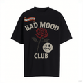 Unisex BAD MOOD CLUB Graphic T-Shirt – Sad Face & Rose Dark Streetwear Tee by nowadaysfashion