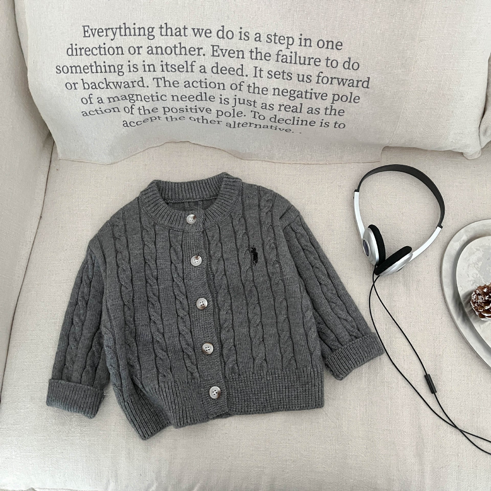 Fashionable Embroidered Casual Knitted Cardigan Childrens Sweater by Baby Joy
