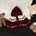 Retro Red Thickened Hooded Knitted Cardigan by Baby Joy