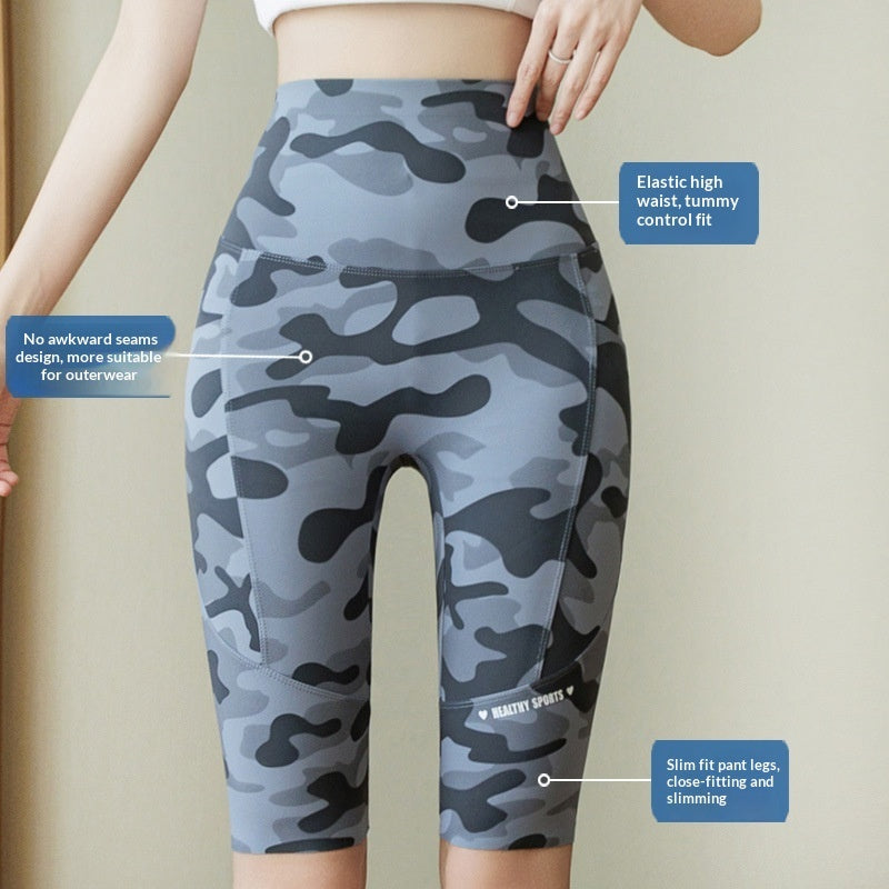 Camouflage Shark Slim-Fit Yoga Pants for Women – Multi-Length Camo Leggings by FitiqueFit
