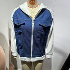 Women's Denim Patchwork Zip-Up Jacket by FitiqueFit