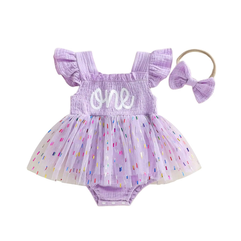Girls And Infants Mesh Romper With A Tulle Skirt And Bow by Baby Joy