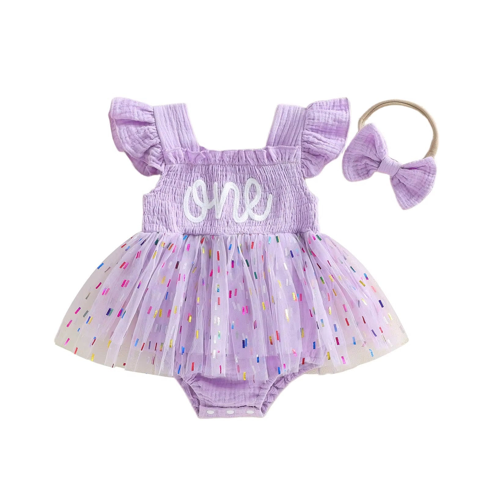 Girls And Infants Mesh Romper With A Tulle Skirt And Bow by Baby Joy
